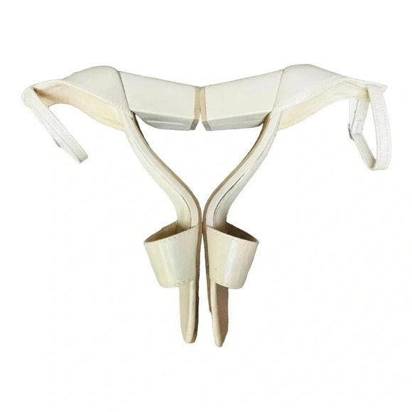 Mari A. Marsha Strappy Chunky Heel Nude‎ Sandals Ankle Strap Faux Leather Size 9 - Picture 5 of 8